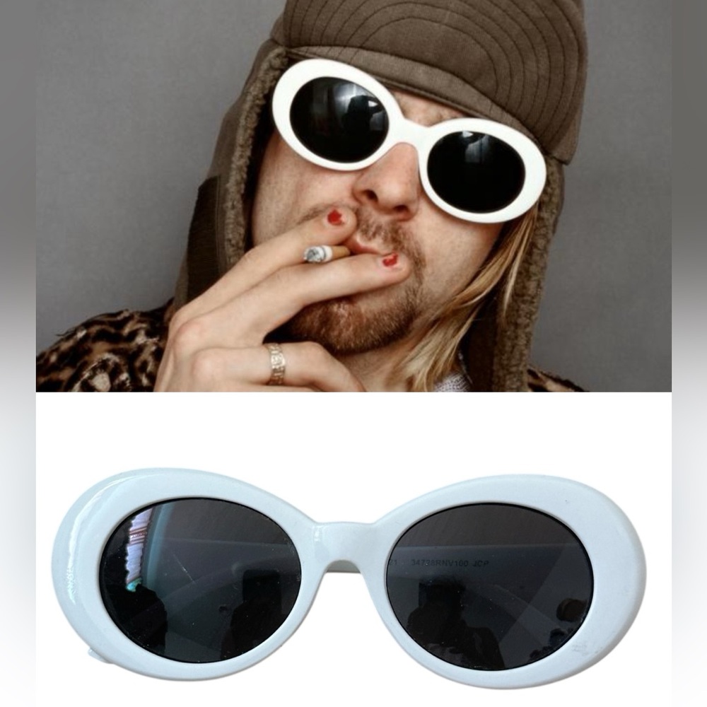 90s vintage White Oval Sunglasses